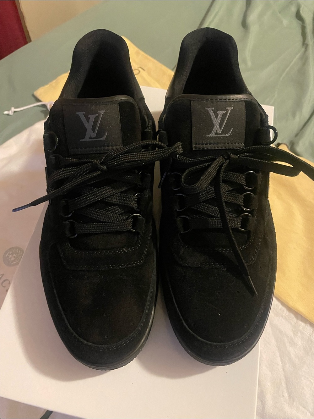 Louis Vuitton Black Suede Men’s Low-Top Sneakers designed by Virgil for LV staff